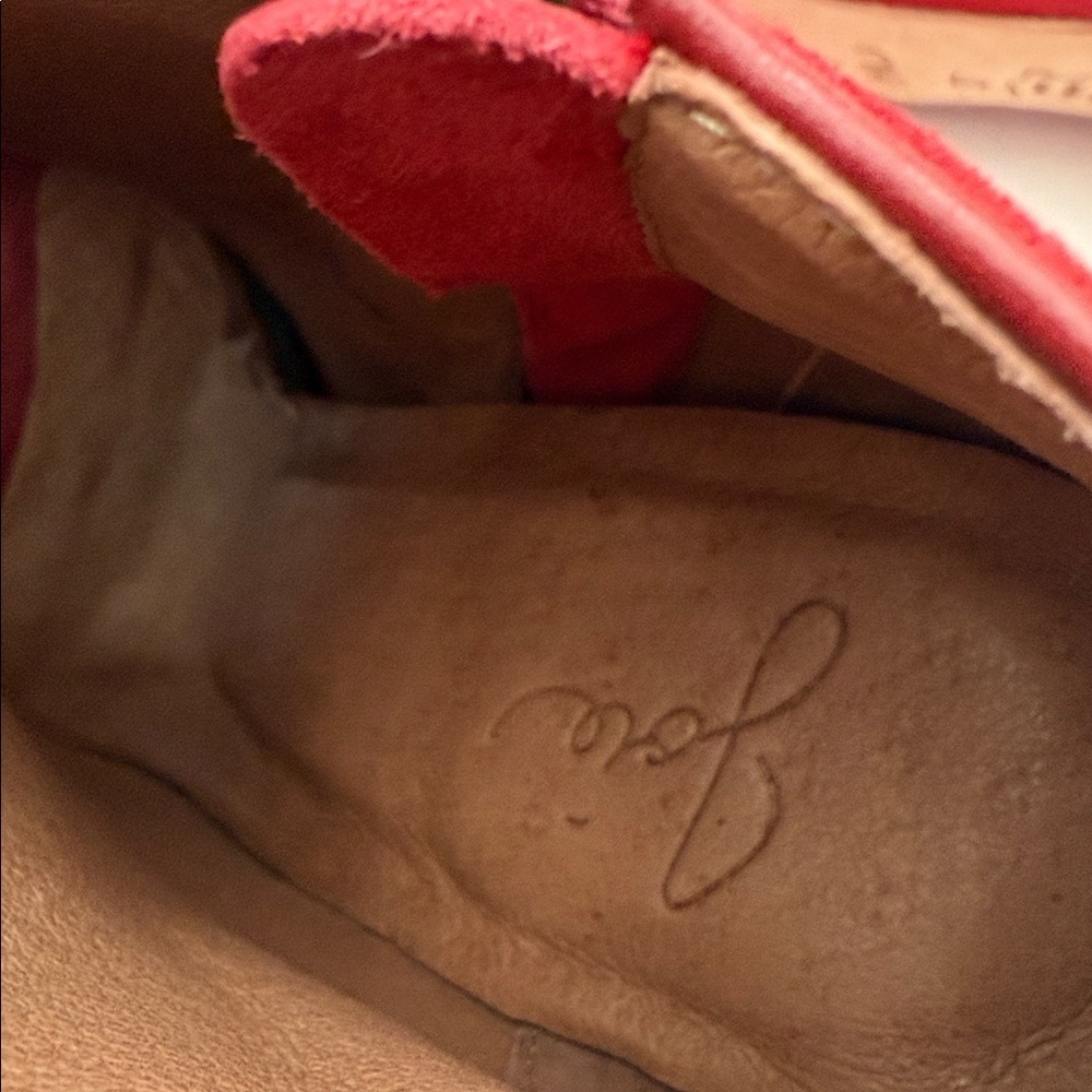Joie Red Suede Peep-Toe Heeled Boots women 37 suede casual Y2K casual office - Picture 11 of 13